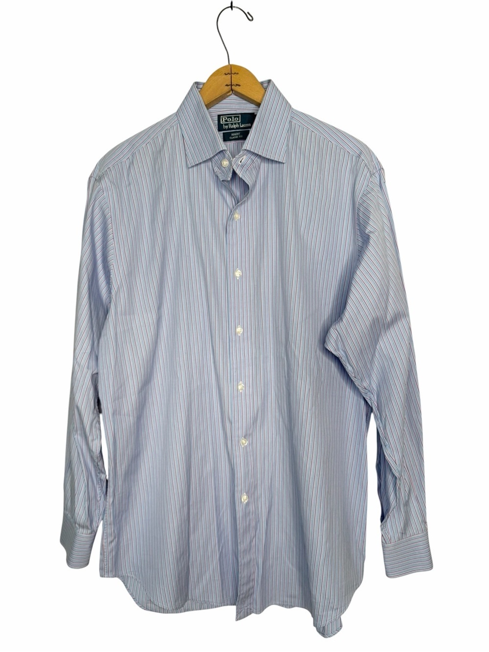 Polo Ralph Lauren Blue and Pink Stripe Regent Classic Fit Dress Shirt 16.5 32/33